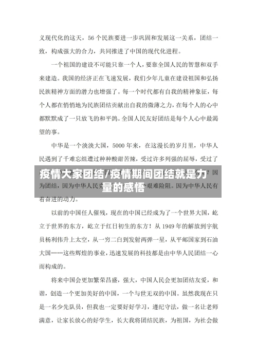 疫情大家团结/疫情期间团结就是力量的感悟